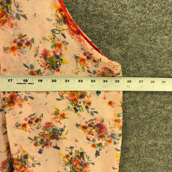 Unbranded Top Women 2X Plus Pink Floral Open Front Sleeveless Wide Strap Casual - Picture 3 of 6